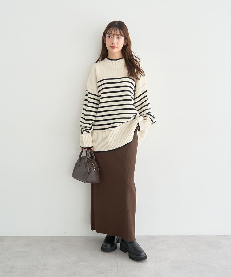 earth music&ecology「アンチピリングモックネックバックスリットニット」|ニット・セーター|