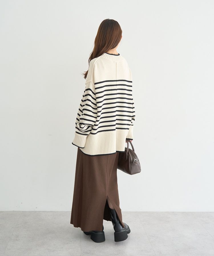 earth music&ecology「アンチピリングモックネックバックスリットニット」|ニット・セーター|