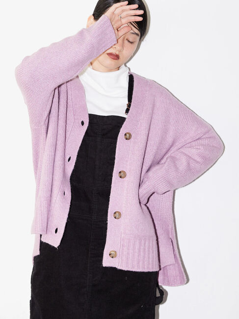  「カラーMIXニットカーディガン」|カーディガン|ピンク