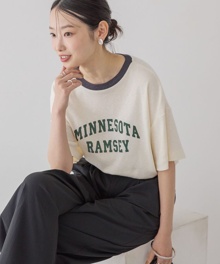 AMERICAN HOLIC「ロゴ入りヴィンテージ半袖プルオーバー」|Tシャツ・カットソー|Ivory