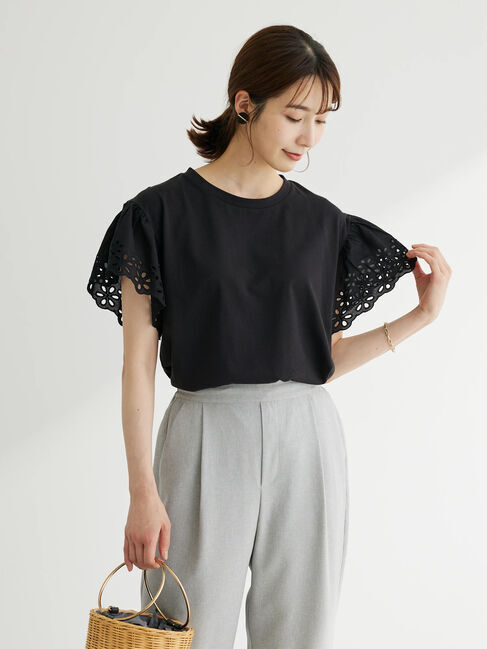 Green Parks「袖レースドッキングプルオーバー」|Tシャツ・カットソー|