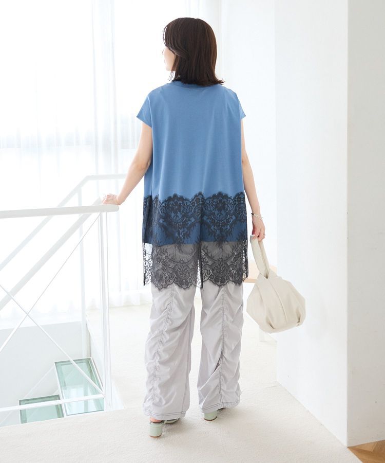 Green Parks「フレンチスリーブ裾レースロゴチュニック」|チュニック|