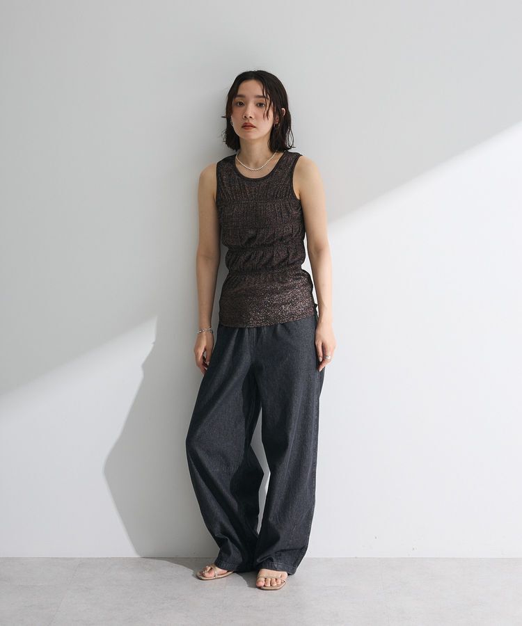 Green Parks「・Petit Fleur シャーリングラメタンクトップ」|キャミソール|