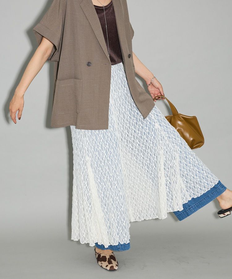 Green Parks「2WAYパネル切り替えレースフレアスカート」|フレア|