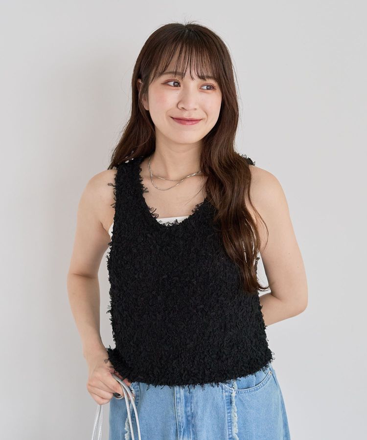 Green Parks「・swing by 2wayチュールヤーンベスト」|ベスト・ジレ|Black