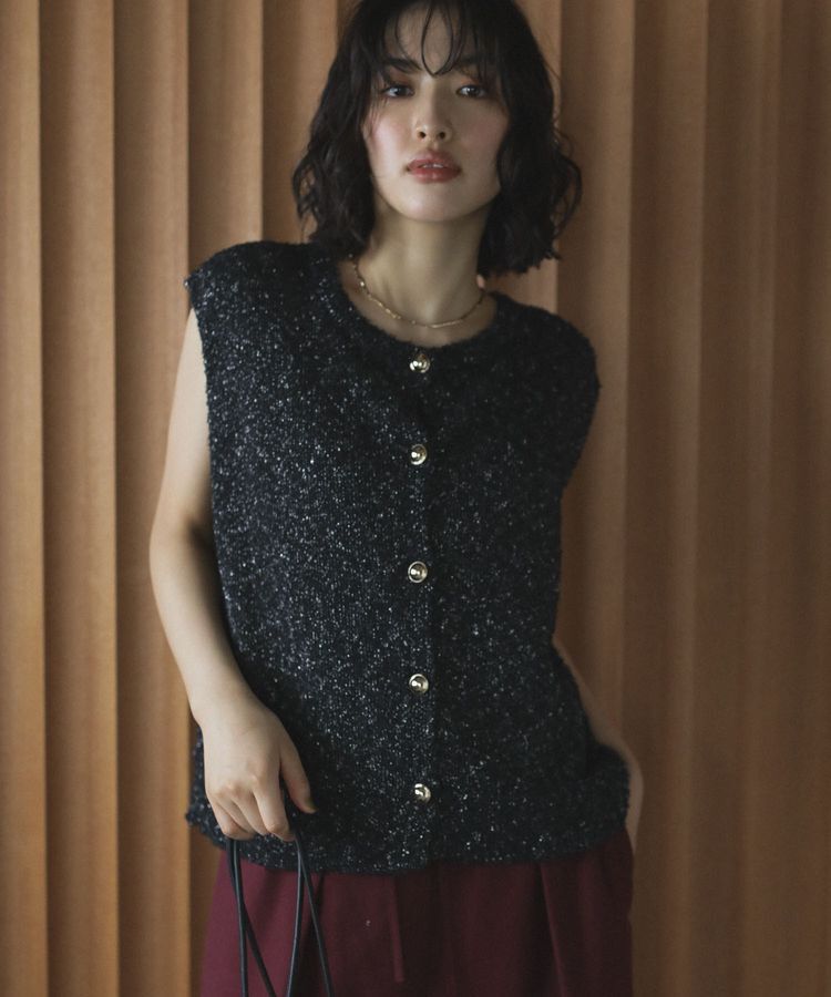 Green Parks「ツィード風金釦ニットベスト」|ベスト・ジレ|