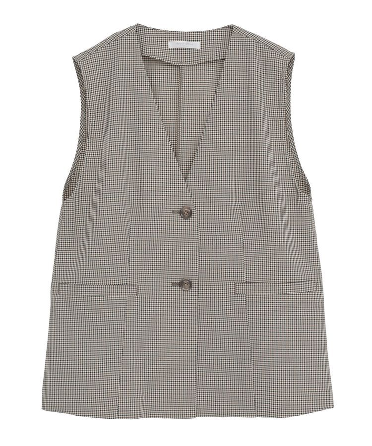 Green Parks「ノースリーブチェックジレ」|ベスト・ジレ|