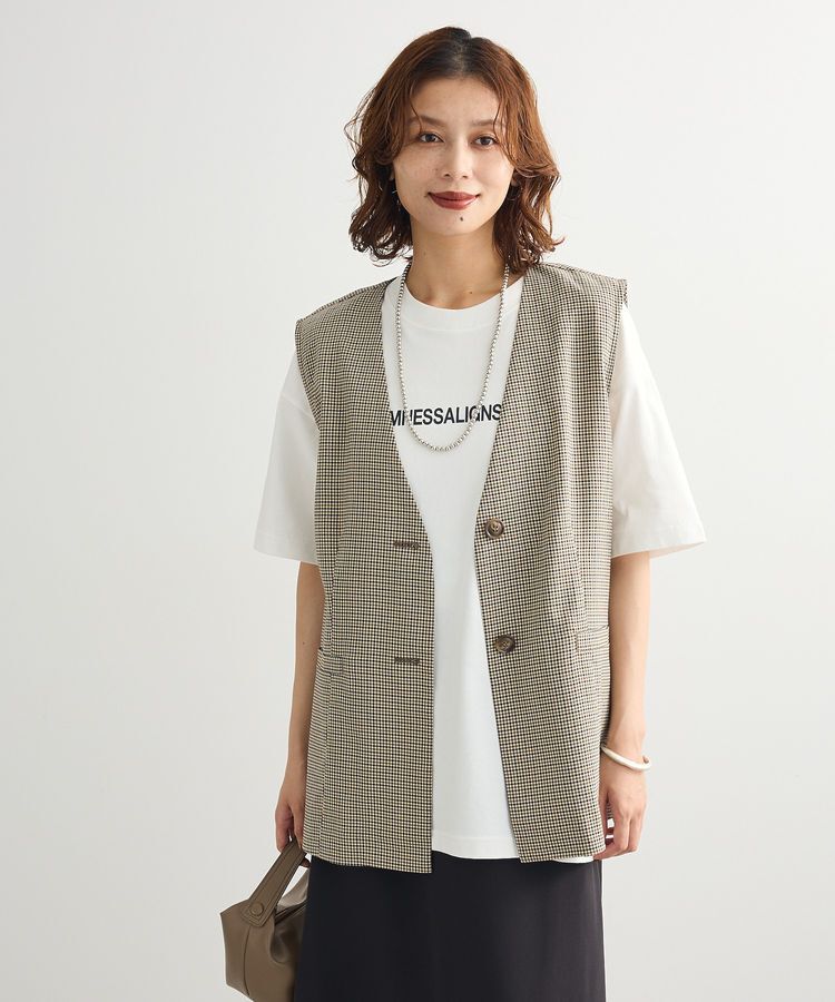 Green Parks「ノースリーブチェックジレ」|ベスト・ジレ|