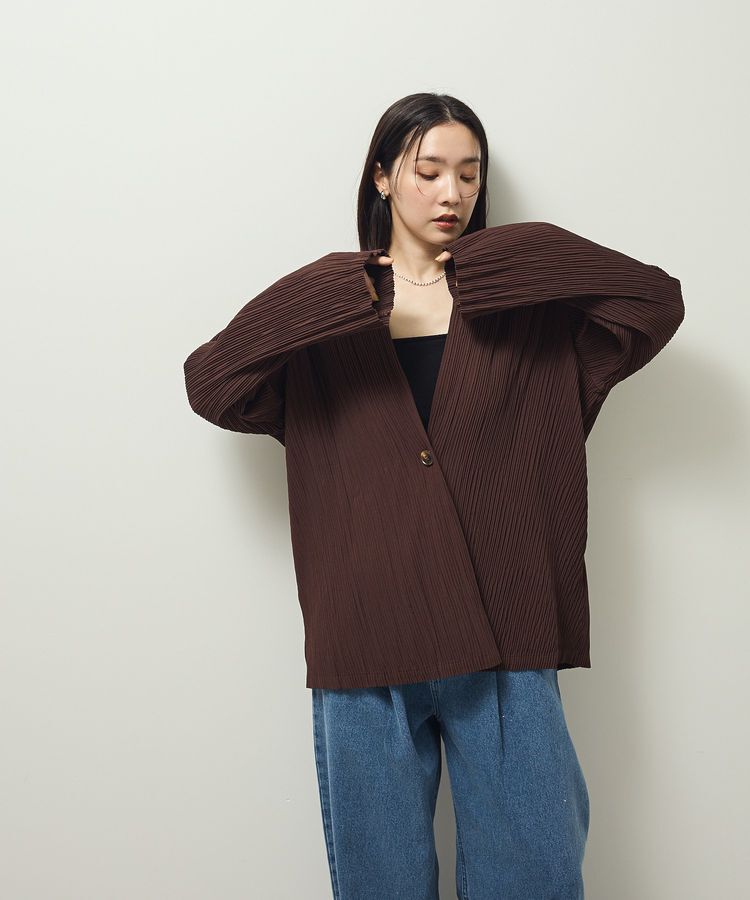 Green Parks「・ELENCARE DUE プリーツノーカラージャケット」|テーラードジャケット|