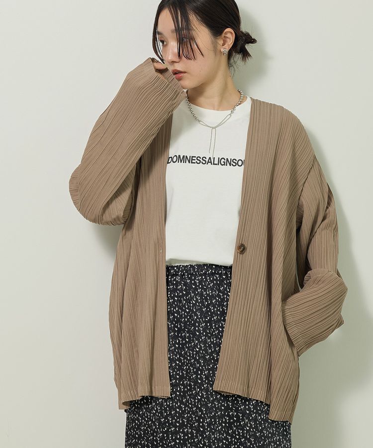 Green Parks「・ELENCARE DUE プリーツノーカラージャケット」|テーラードジャケット|Gray Beige