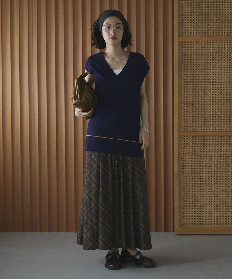 Green Parks「裾ラインケーブルニットベスト」|ベスト・ジレ|