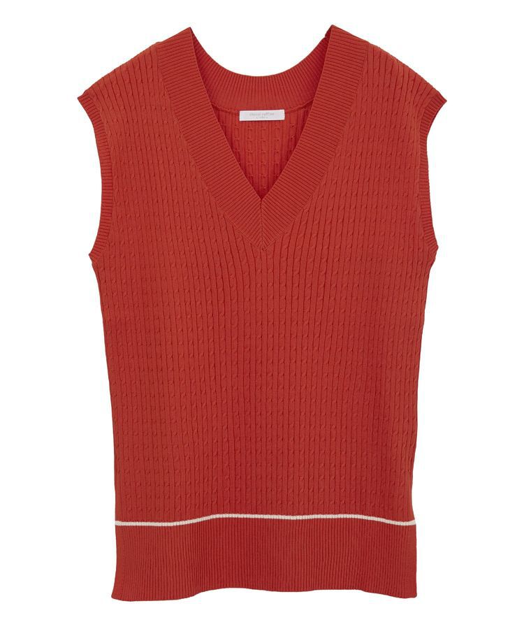 Green Parks「裾ラインケーブルニットベスト」|ベスト・ジレ|