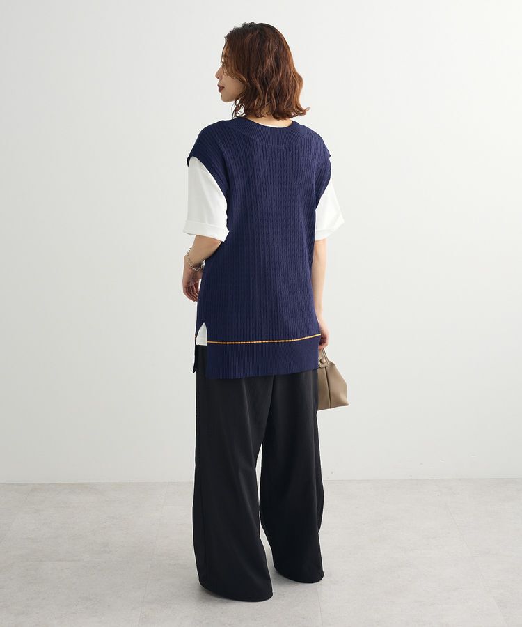 Green Parks「裾ラインケーブルニットベスト」|ベスト・ジレ|