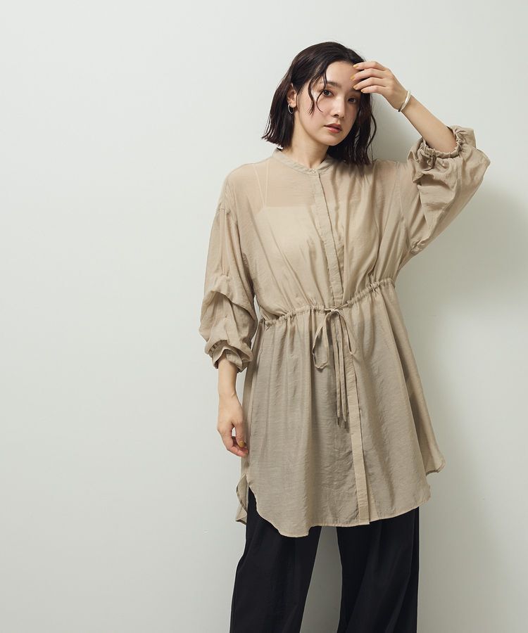 Green Parks「バンドカラー比翼タック袖チュニック」|チュニック|