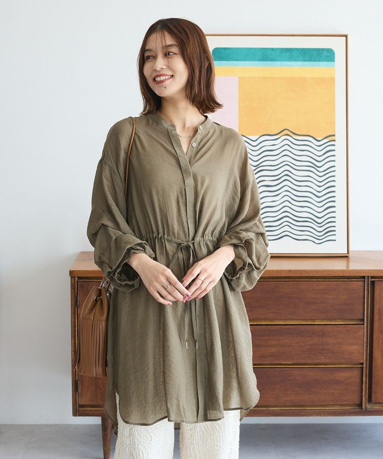 Green Parks「バンドカラー比翼タック袖チュニック」|チュニック|