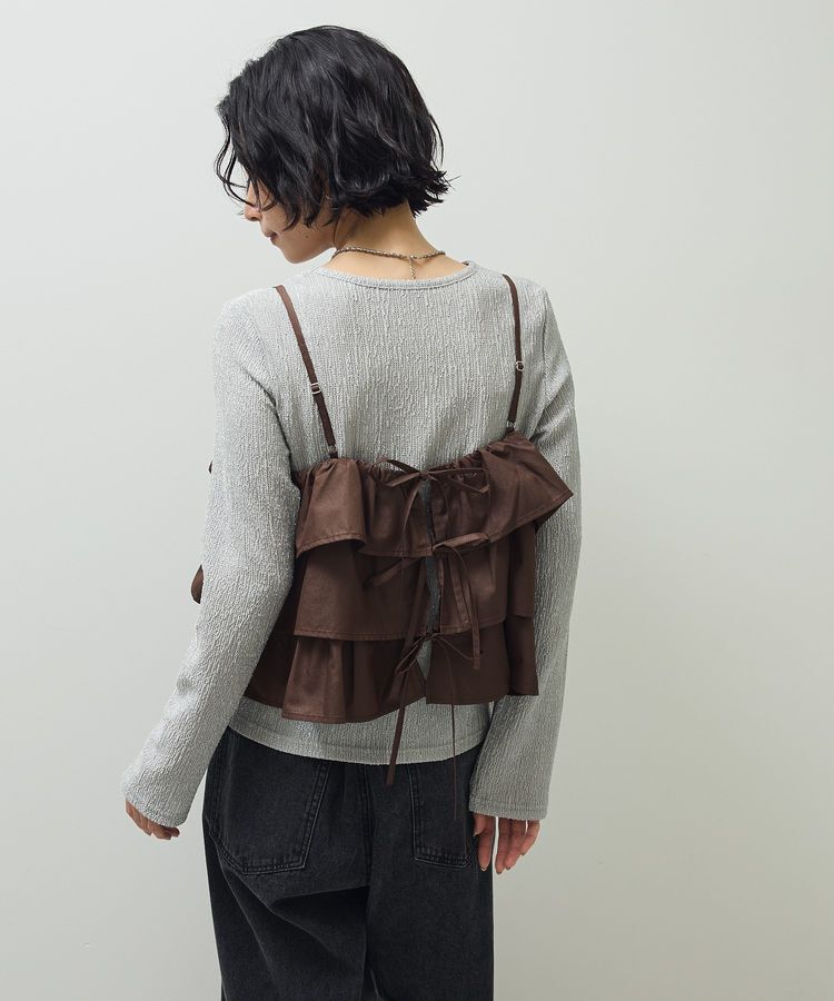 Green Parks「・SUGAR SPOON レザーライクティアードキャミ」|ベスト・ジレ|Brown