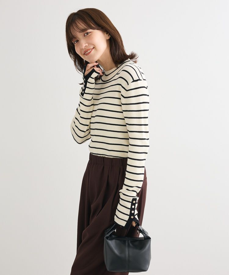 Green Parks「袖口金釦リブニットプルオーバー」|ニット・セーター|