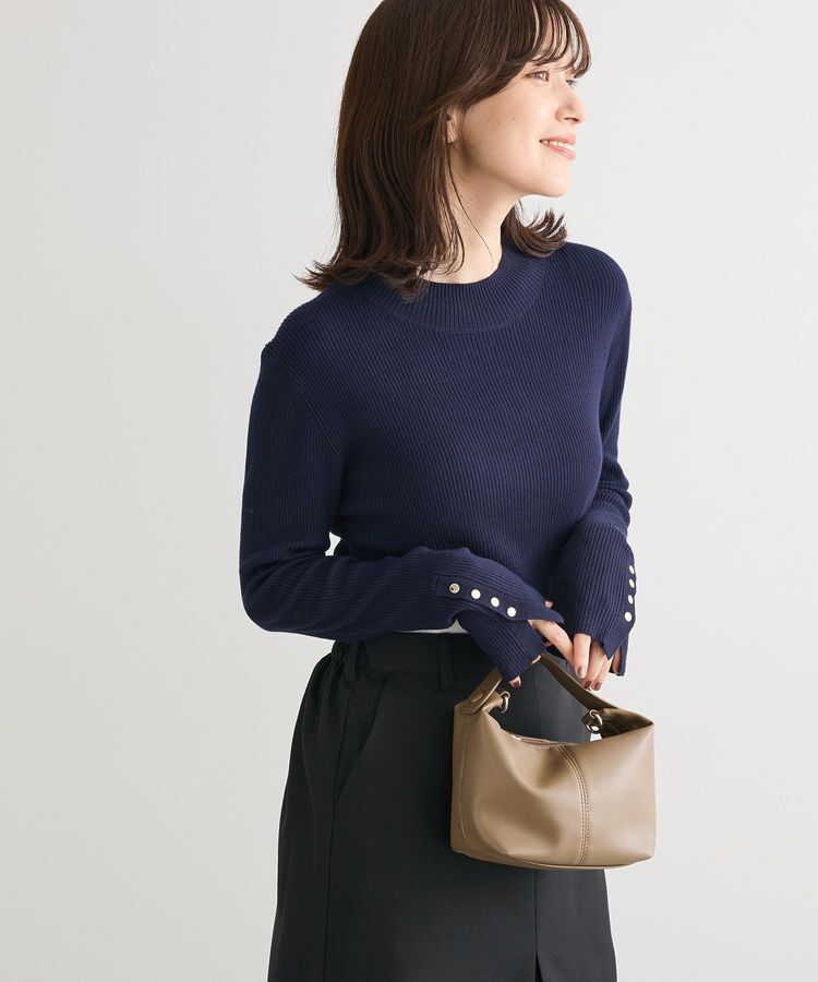 Green Parks「袖口金釦リブニットプルオーバー」|ニット・セーター|Dark Navy