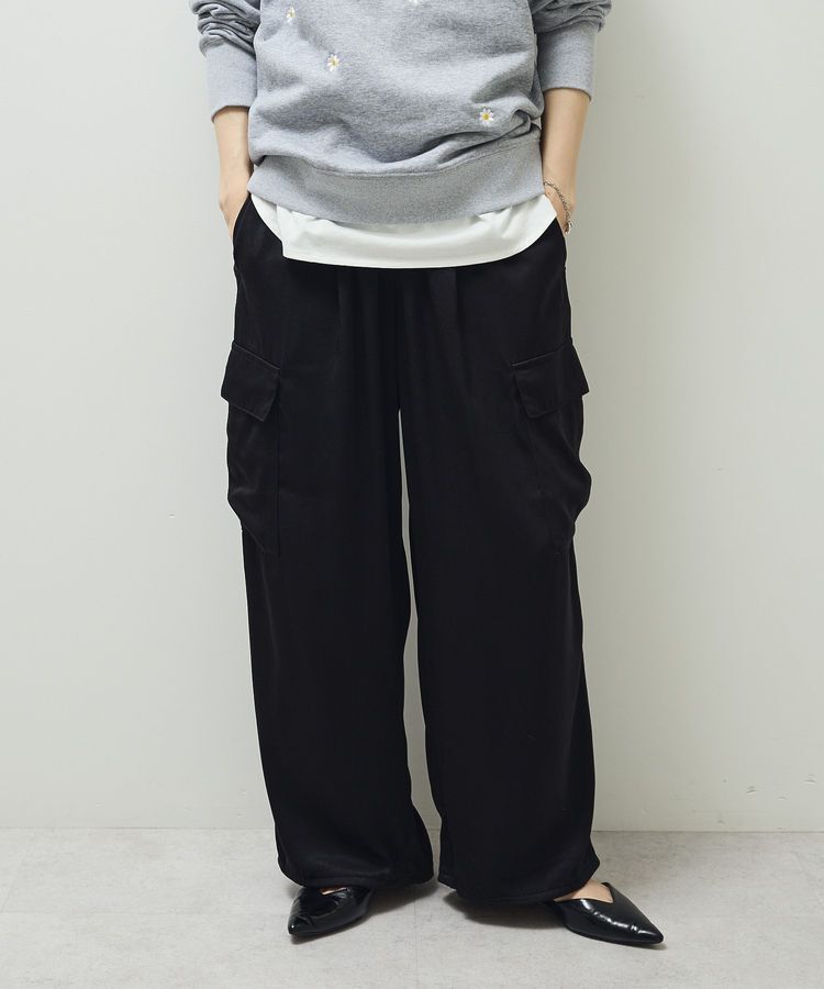 Green Parks「サテンカーゴパンツ」|その他|Black