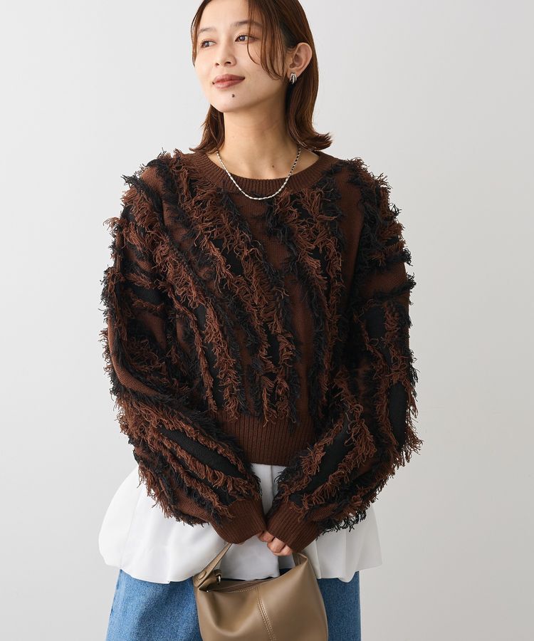 Green Parks「・ELENCARE DUE フリンジジャカードニット」|ニット・セーター|