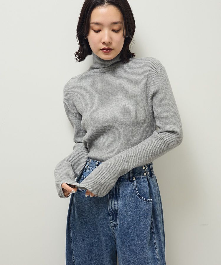 Green Parks「チクチクしないリブタートルニットプルオーバー」|ニット・セーター|Gray Mixture