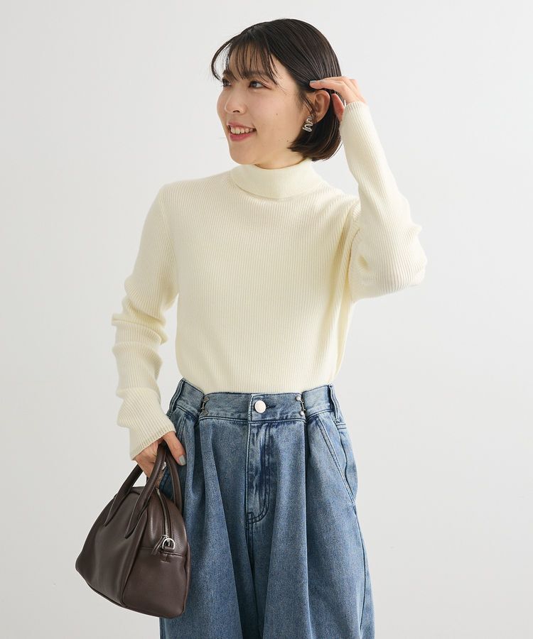 Green Parks「チクチクしないリブタートルニットプルオーバー」|ニット・セーター|