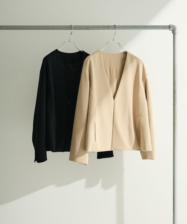 Green Parks「O.洗えてストレッチ ノーカラージャケット」|テーラードジャケット|