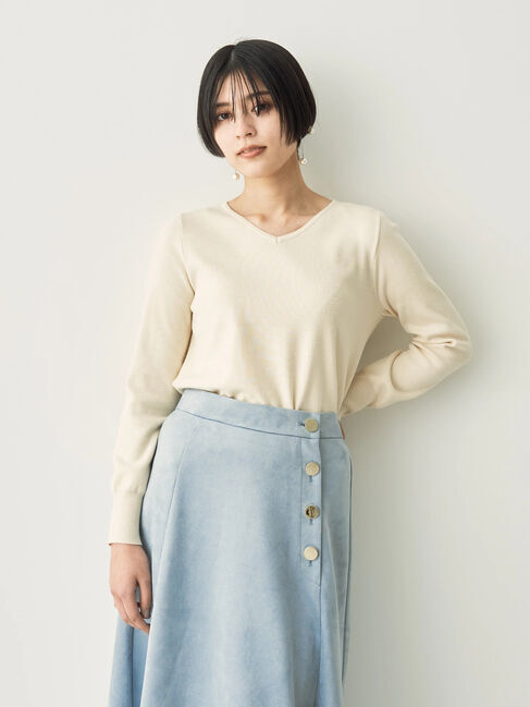  「Vネックラメニット」|ニット・セーター|オフホワイト