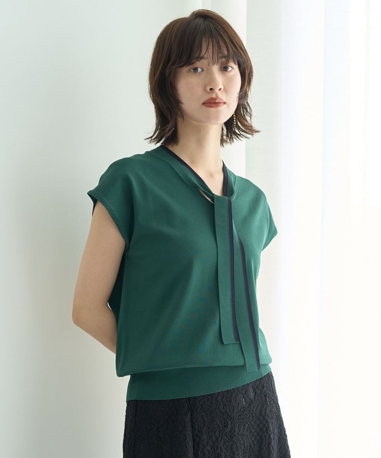 YECCA VECCA「【UVカット】配色ボウタイニット」|ニット・セーター|