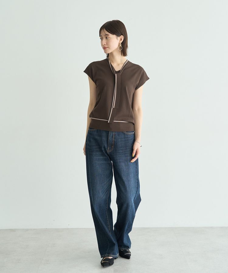 YECCA VECCA「【UVカット】配色ボウタイニット」|ニット・セーター|