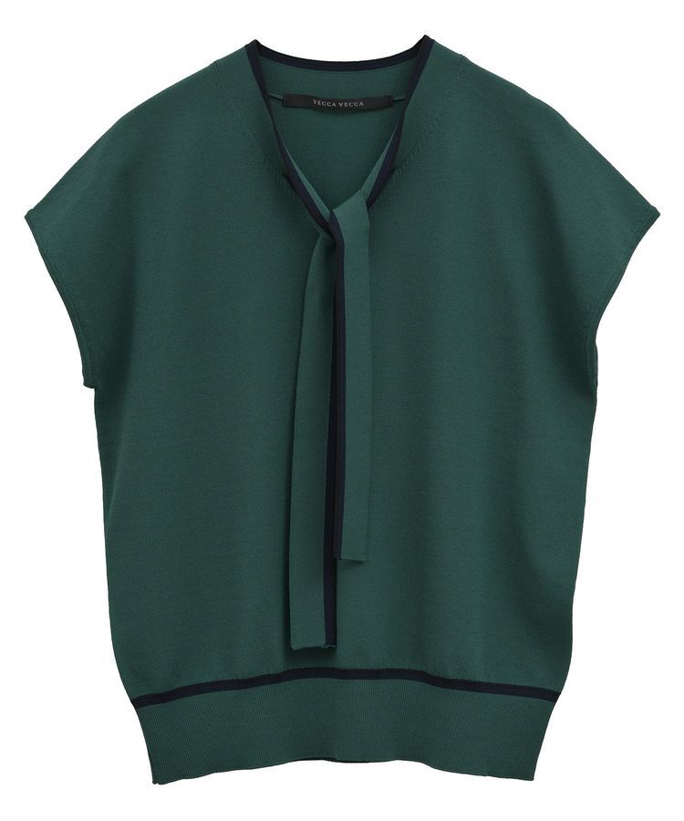 YECCA VECCA「【UVカット】配色ボウタイニット」|ニット・セーター|