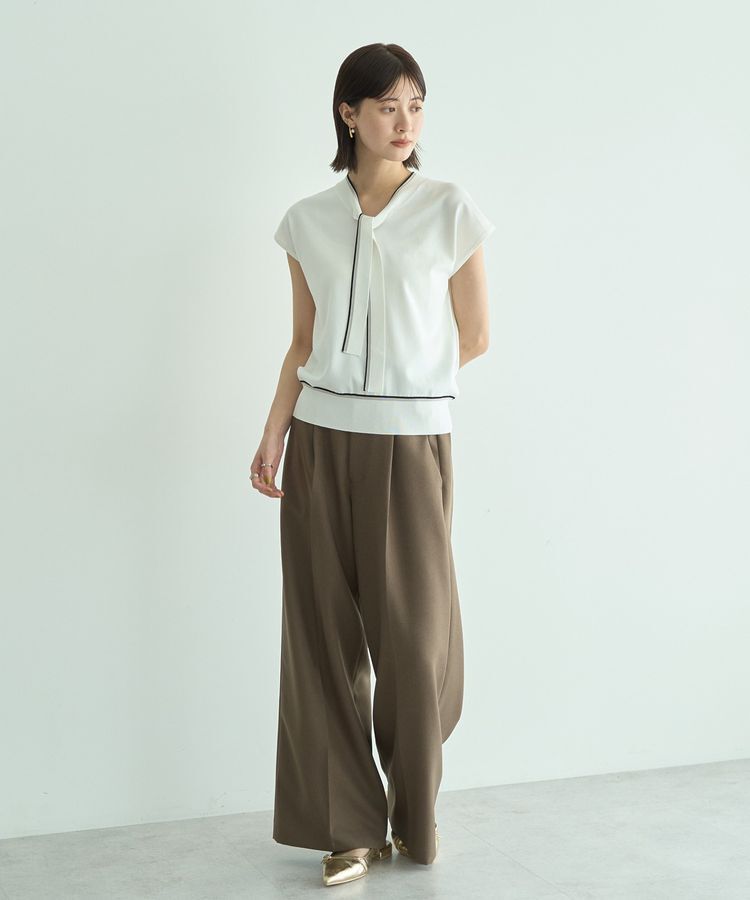 YECCA VECCA「【UVカット】配色ボウタイニット」|ニット・セーター|