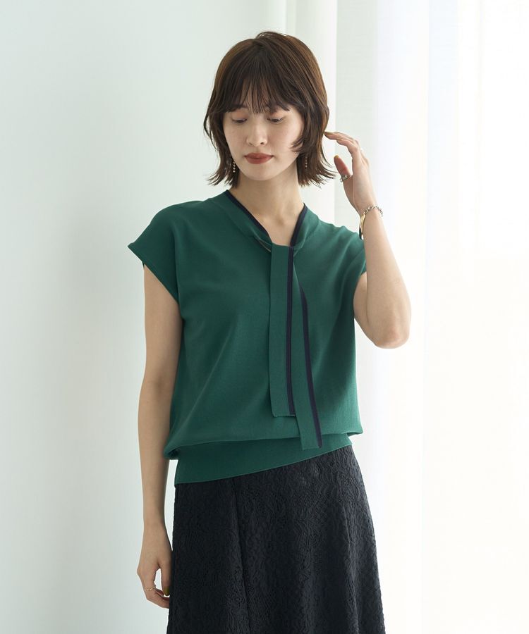 YECCA VECCA「【UVカット】配色ボウタイニット」|ニット・セーター|