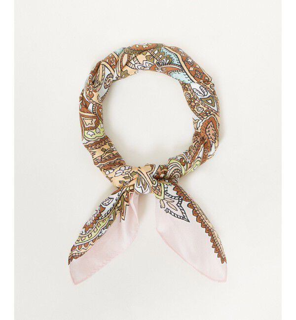 allureville「ビッグペイズリープリントスカーフ」|バンダナ・スカーフ|ライトピンク