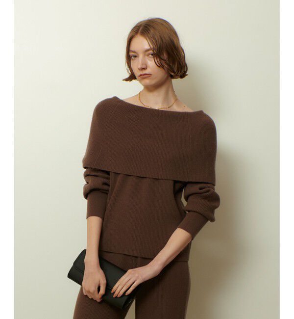allureville「ビッグカラー2WAYネックプルオーバー」|ニット・セーター|ブラウン