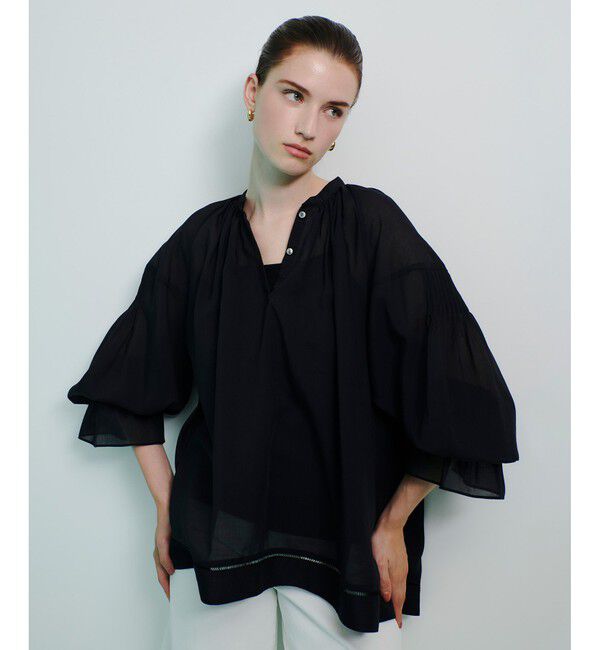 allureville「ソフトオーガンジーブラウス」|シャツ・ブラウス|ブラック