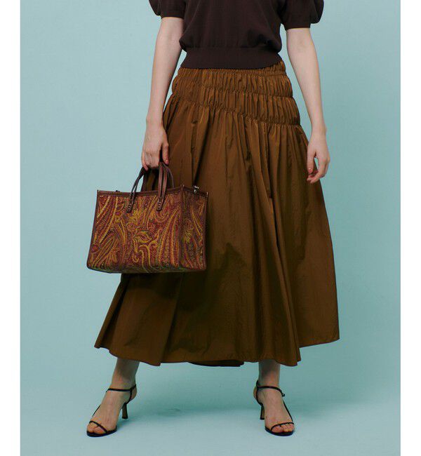 allureville「ナイロンタフタシャーリングスカート」|スカート|キャメル