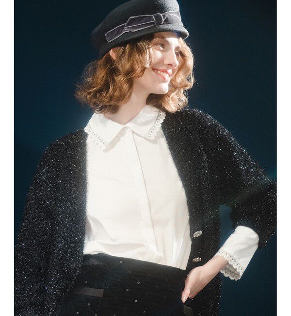 LOULOU WILLOUGHBY「【LOULOU WILLOUGHBY】ベロアリボンキャスケット」|キャップ・キャスケット|