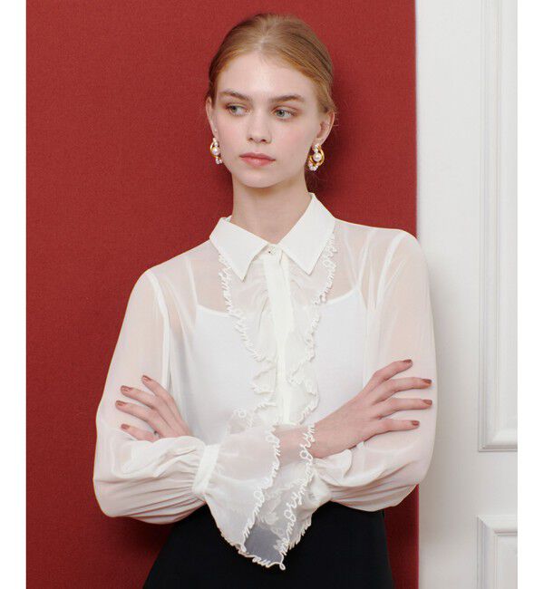 LOULOU WILLOUGHBY「【LOULOU WILLOUGHBY】レタード刺繍ブラウス」|シャツ・ブラウス|