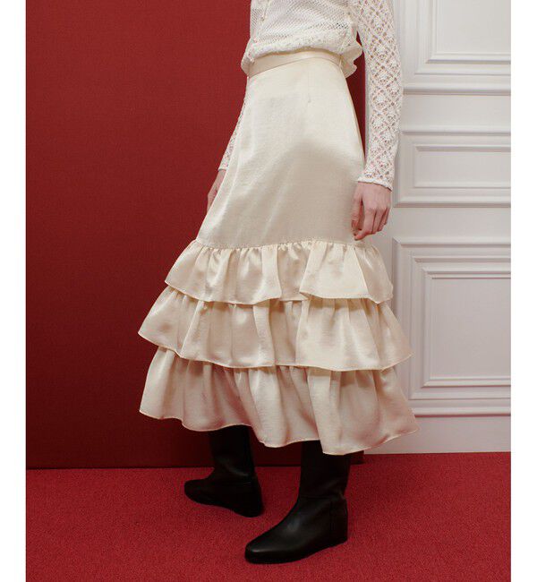 LOULOU WILLOUGHBY「【LOULOU WILLOUGHBY】トリアセサテンティアードスカート」|スカート|