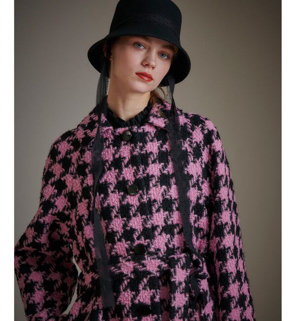 LOULOU WILLOUGHBY「【LOULOU WILLOUGHBY】ロービング千鳥ロングコート」|ダッフルコート|