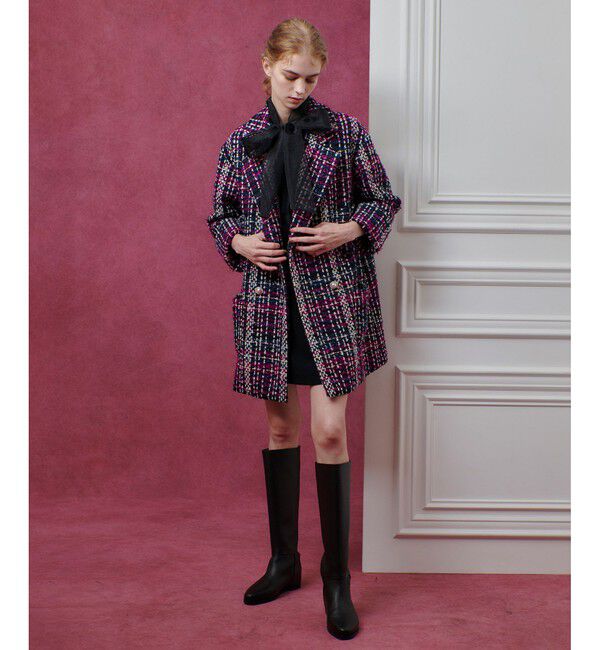 LOULOU WILLOUGHBY「【LOULOU WILLOUGHBY】CLARENSONツイードコート」|ステンカラーコート|