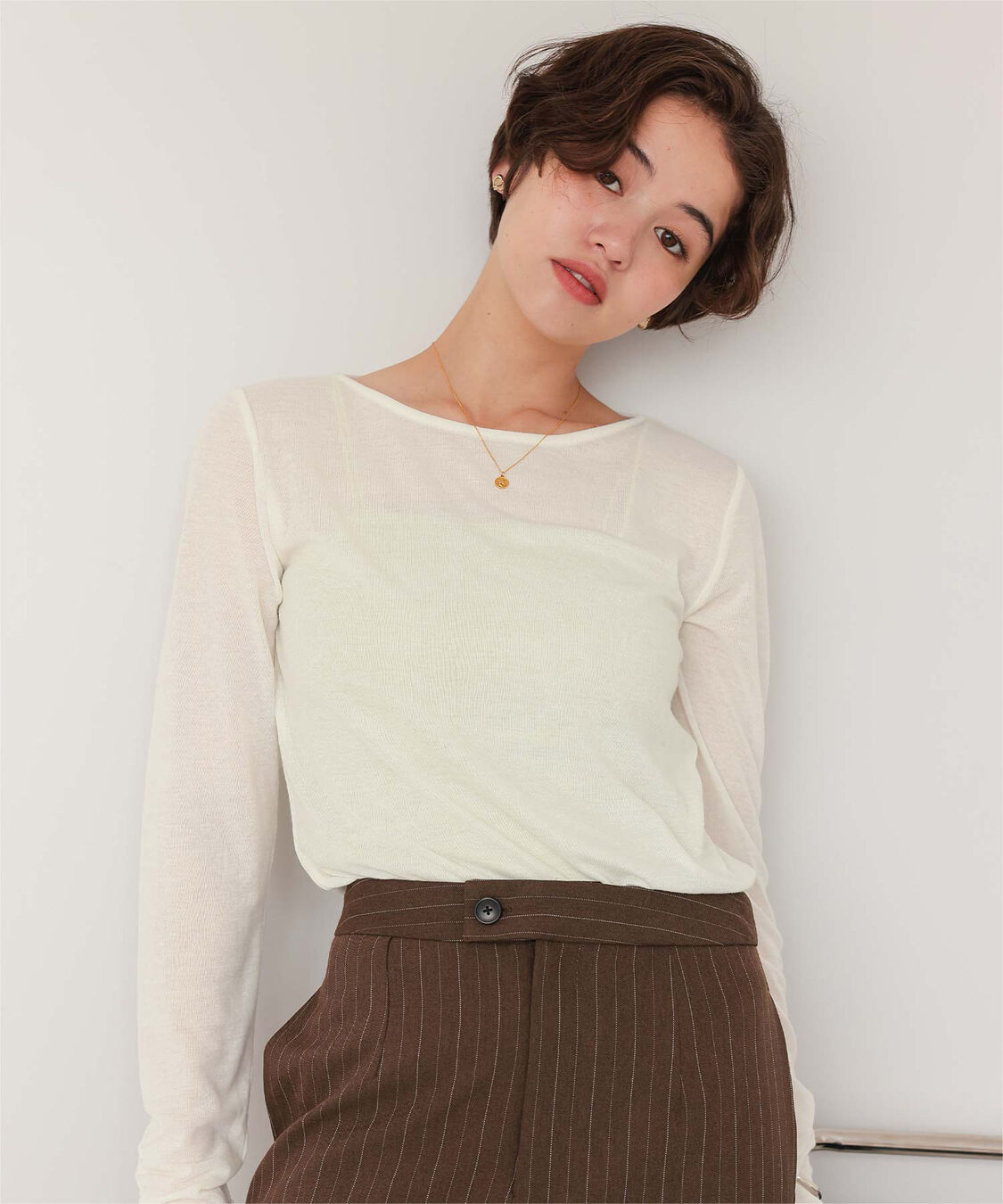 titivate「着心地抜群シアーボートネックトップス」|Tシャツ・カットソー|