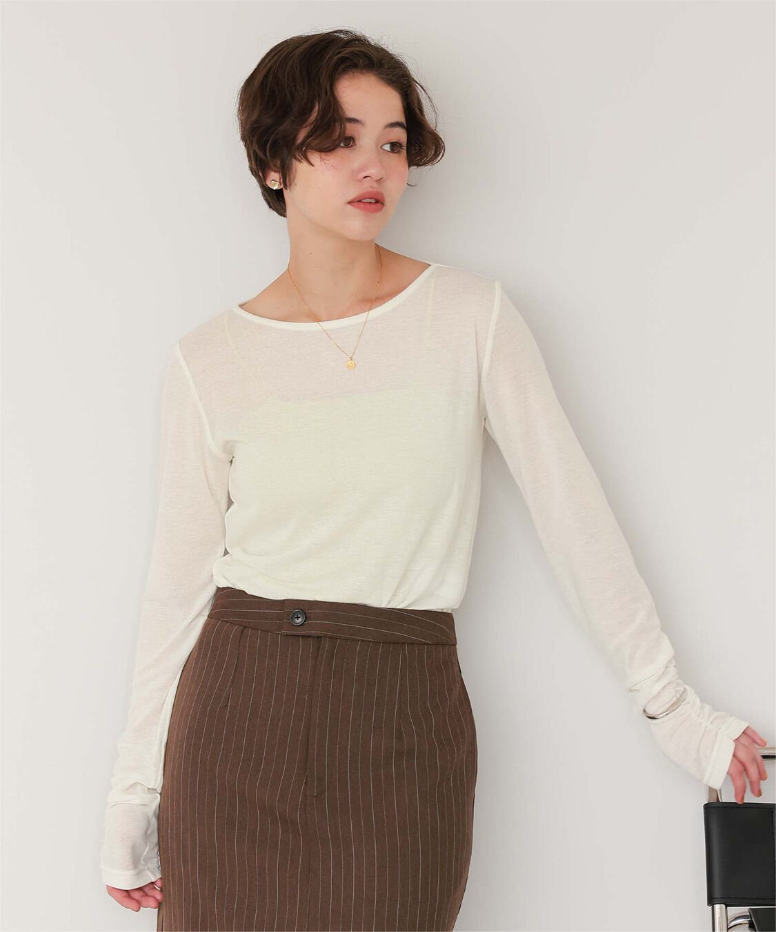 titivate「着心地抜群シアーボートネックトップス」|Tシャツ・カットソー|