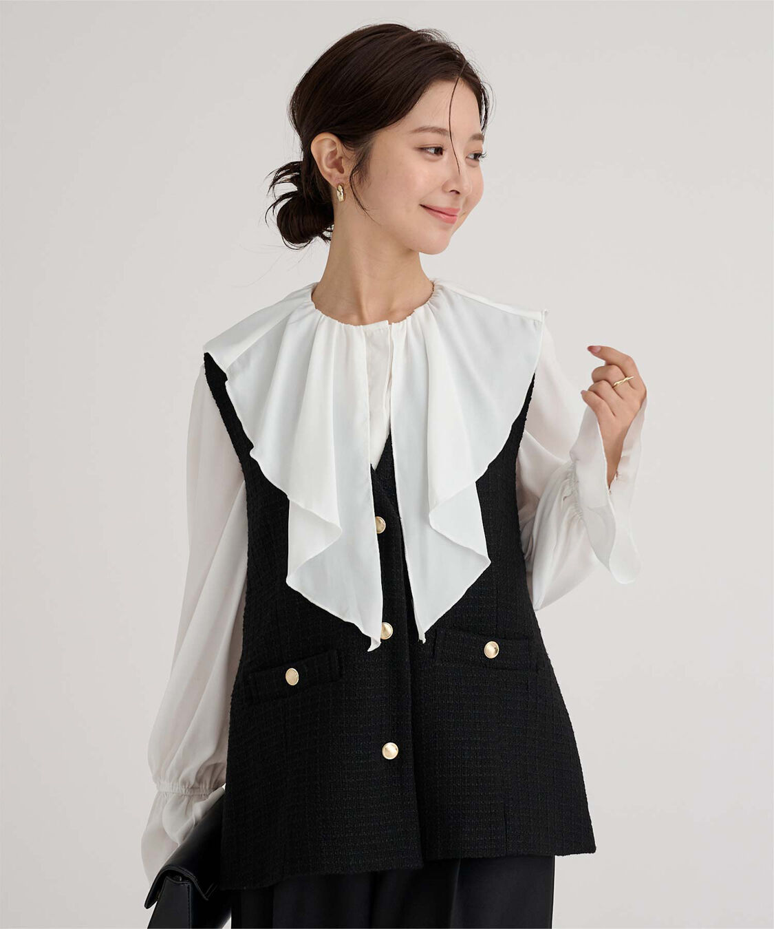 ur's「フリルカラーキャンディスリーブブラウス」|シャツ・ブラウス|ホワイト