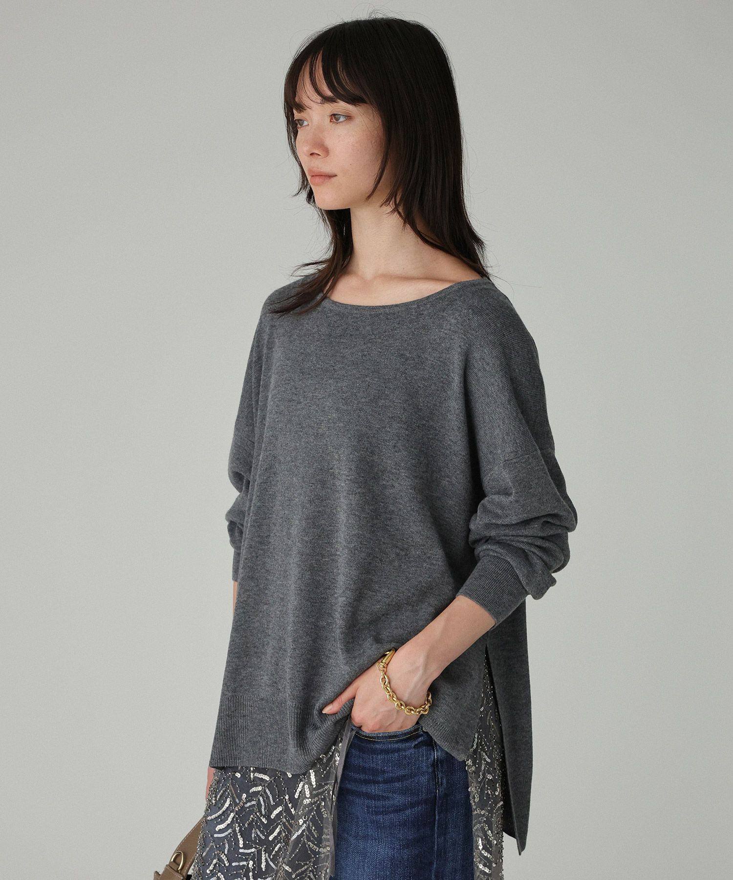 BABYLONE「ﾎﾞｰﾄﾈｯｸﾎﾟﾝﾁｮKN」|ニット・セーター|ﾁｬｺｰﾙ