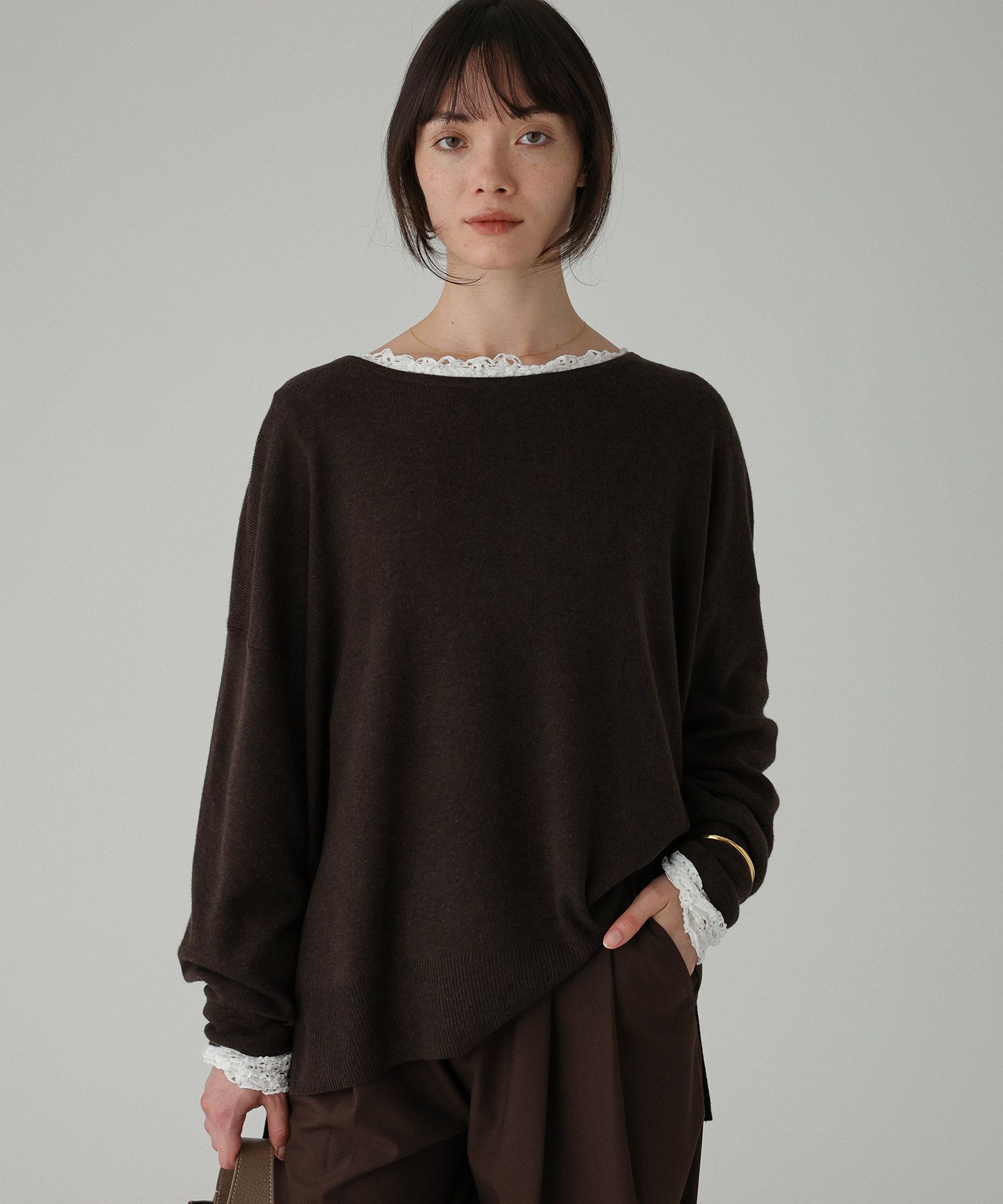 BABYLONE「ﾎﾞｰﾄﾈｯｸﾎﾟﾝﾁｮKN」|ニット・セーター|ﾀﾞｰｸﾌﾞﾗｳﾝ