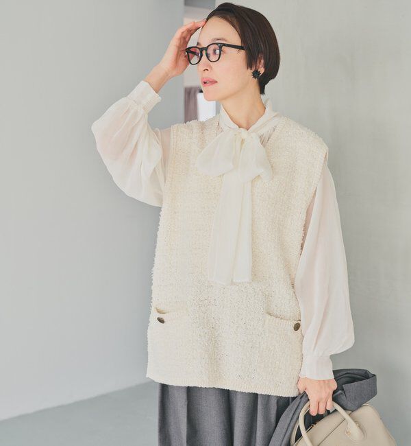  「ツィードライクニットベスト」|ニット・セーター|