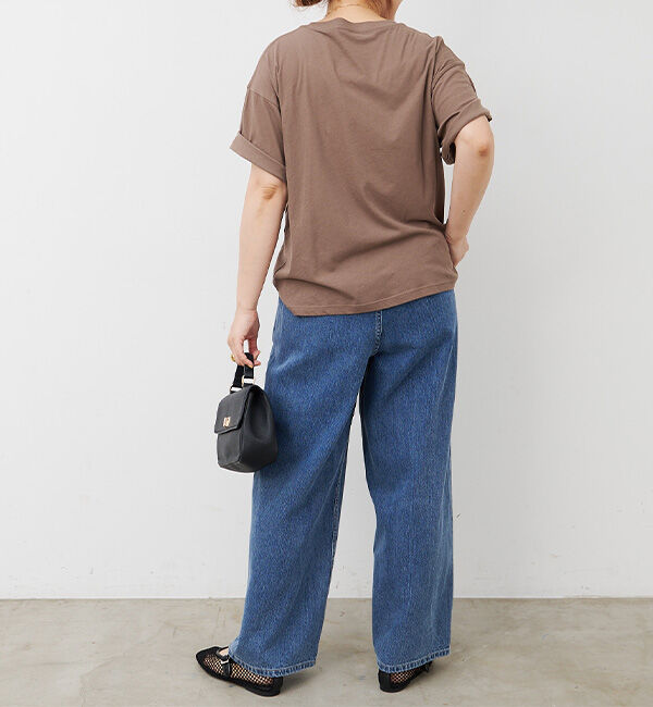  「ベルト付き綿麻デニムパンツ」|デニム|