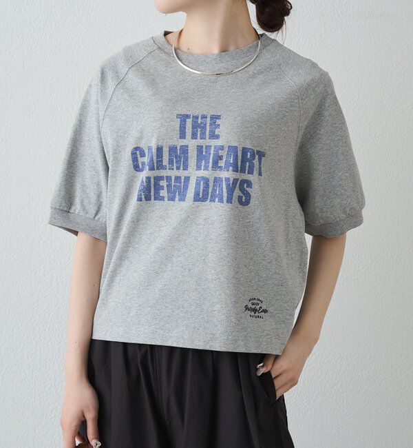  「【汗ジミ防止加工】ロゴプリントTシャツ」|プルオーバー|グレー